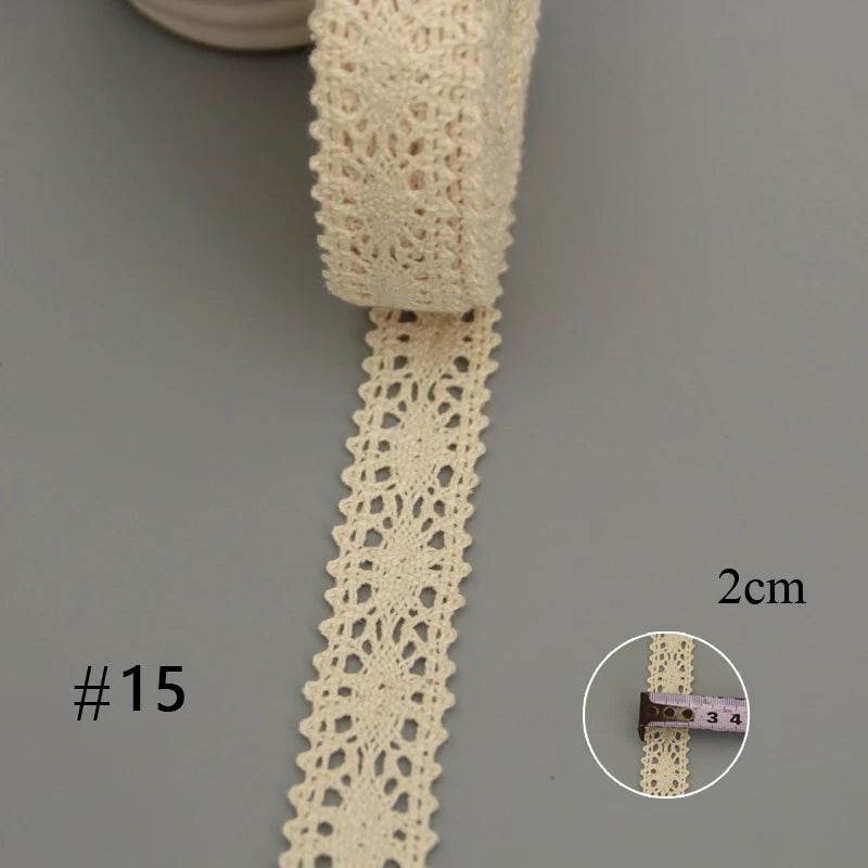 5 Meters Cotton Lace Trim Ribbon Beige Sewing Trim Lace Ribbon Crochet Lace Fabric DIY Wedding Party Craft Christmas Gift Decor - P12 Hub Europe