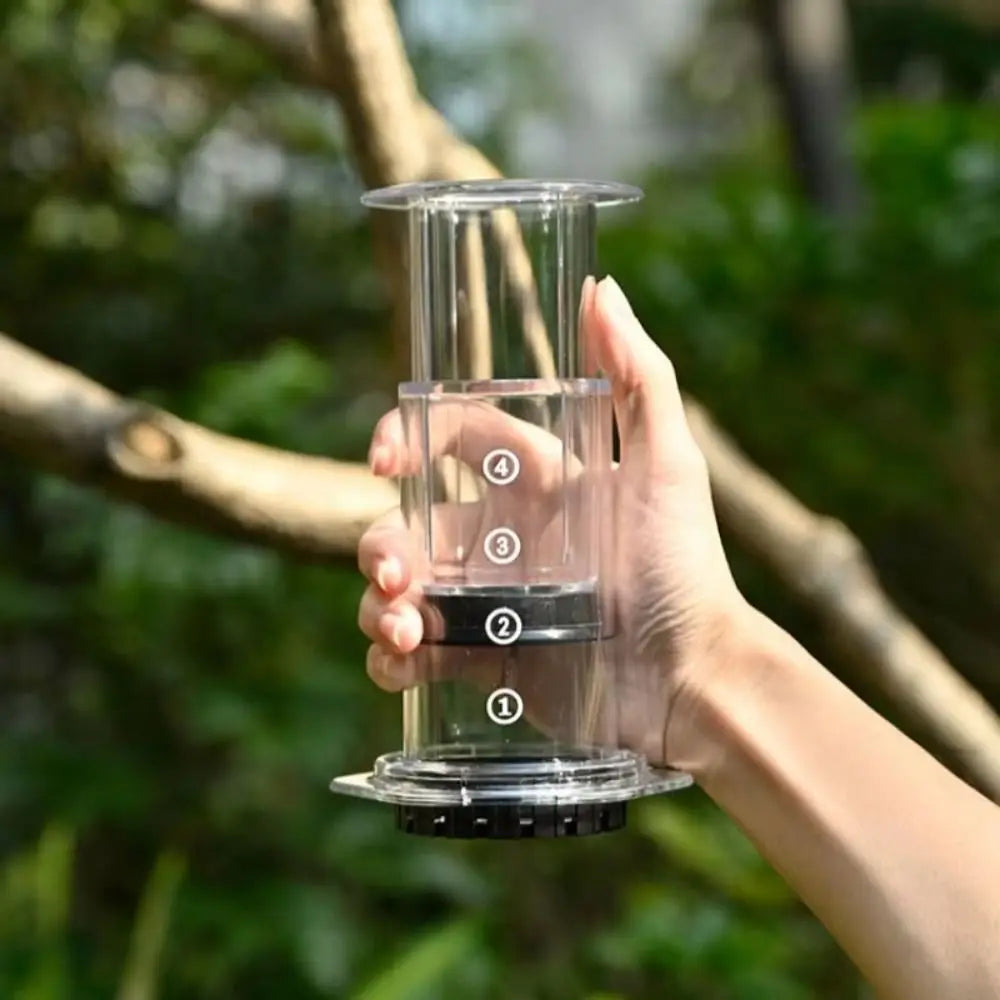 Portable Coffee Kettle Transparent Anti-slip Press Coffee Pot French Style Light Weight Hand Pour Coffee Maker Camping
