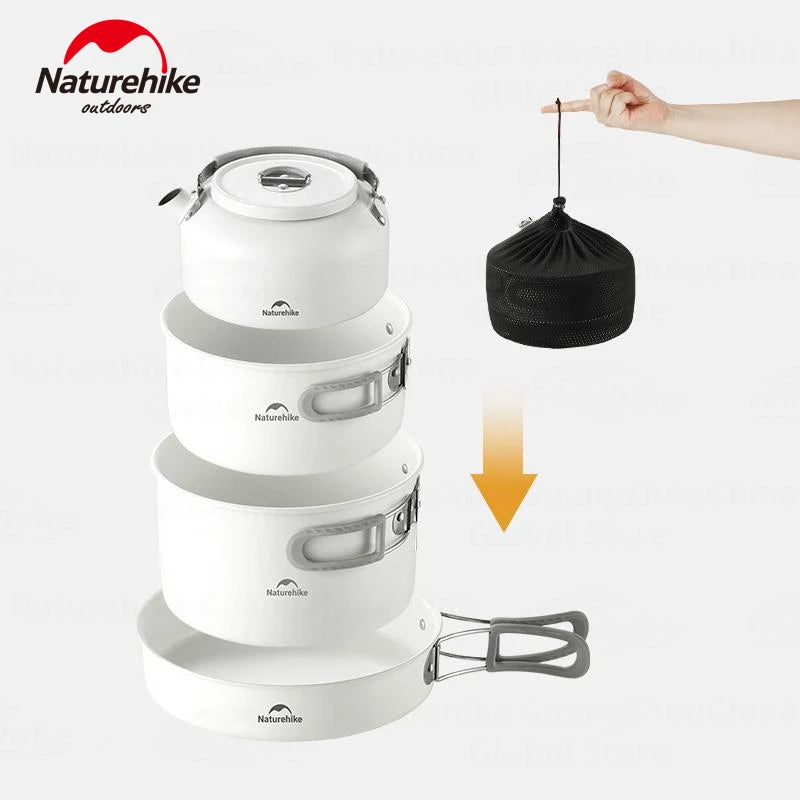Naturehike Ceramic Non-Stick Tableware Water Kettle Frying Pan Pot Kitchenware Outdoor Camping Picnic Stainless Steel Cookware