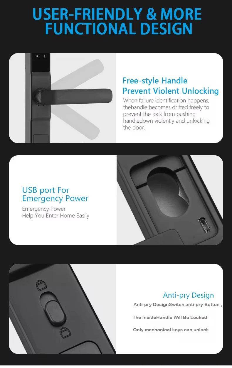 WiFi Sliding Door Lock | IP66, Fingerprint, Card, Code, Glass/Aluminum - P12 Hub Europe