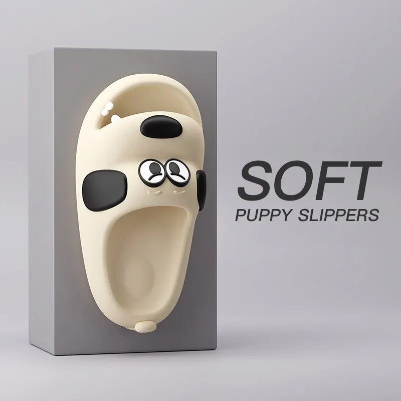 Feslishoet Catroon Dog Thick Slippers Soled Non Slip Slides Bathroom Summer Comfy Shoes Indoor and Outdoor
