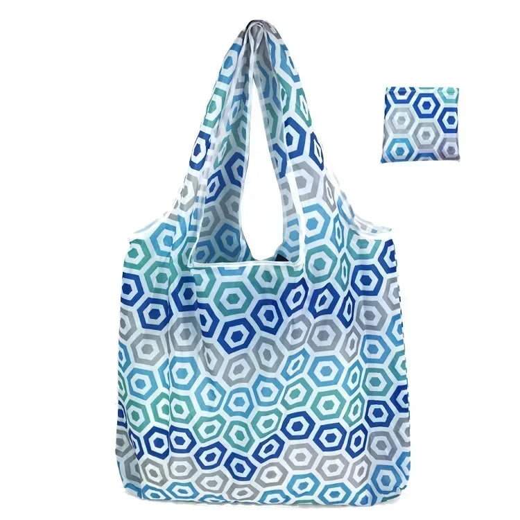 Fashion Printing Foldable Eco-Friendly Shopping Bag Tote Folding Pouch Handbags Reusable Large-capacity for Travel Grocery Bag