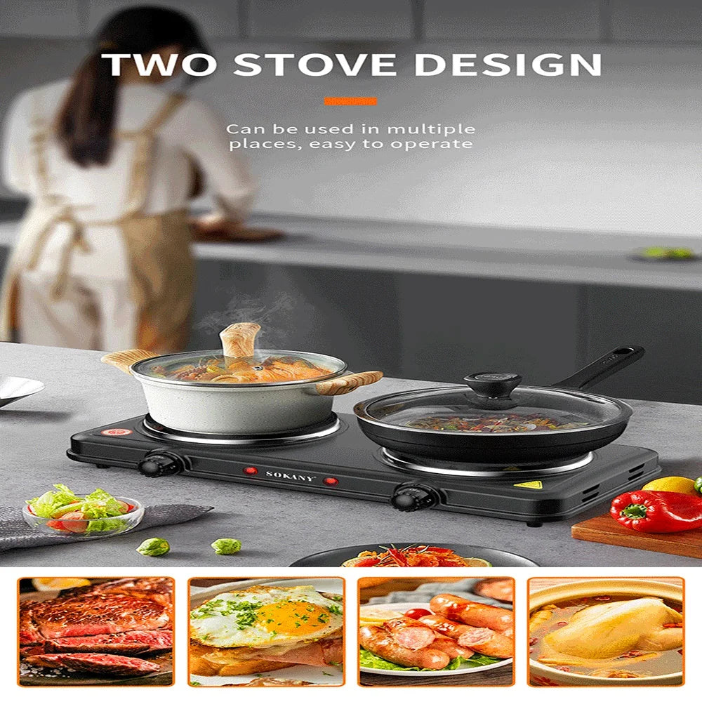 2000W High Power Dual Pot Electric Stove Induction Cooker Plate Kitchen 220V Fast Heating Durable Sturdy Cooking Stove Portable