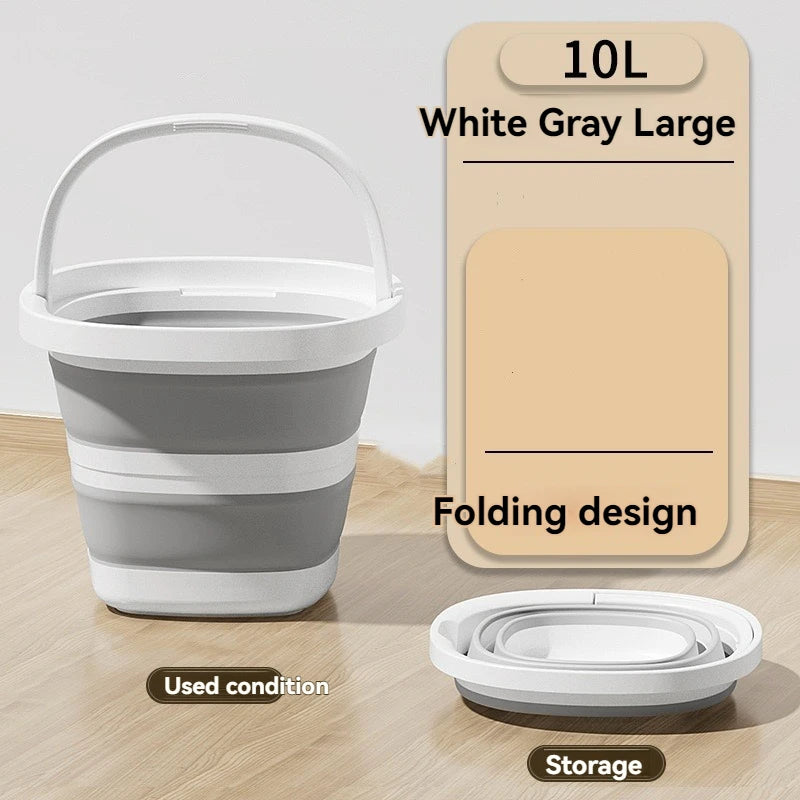 Versatile Folding Water Bucket with Handle for Home and Outdoor Use - Collapsible Fishing Pail for Portable Storage