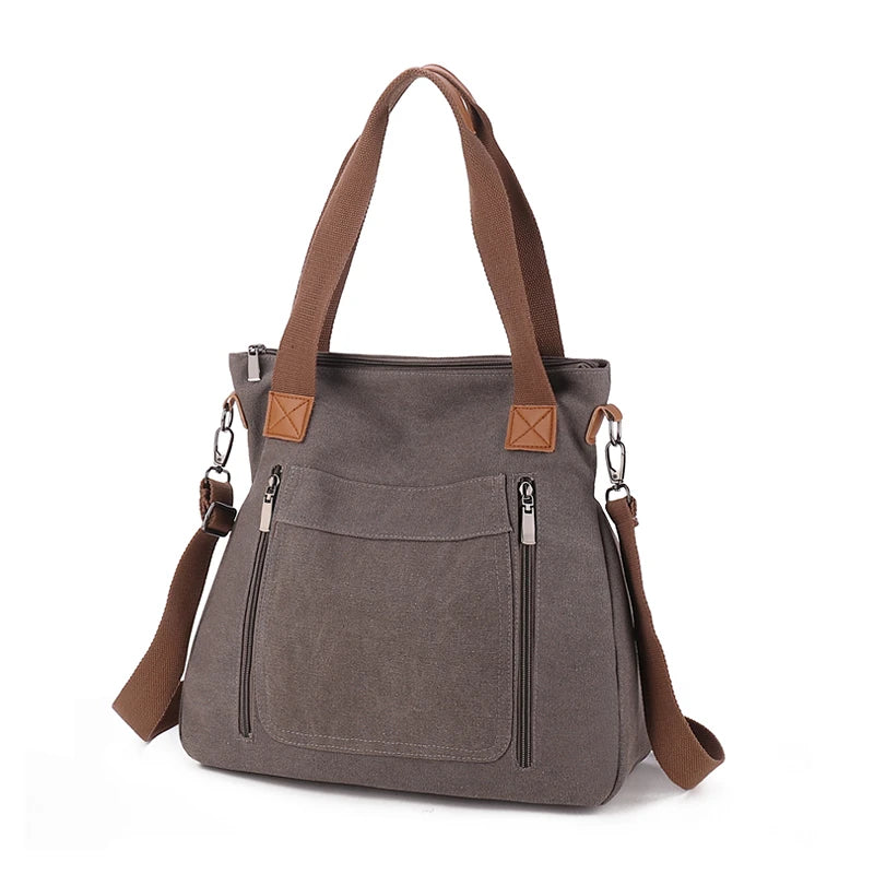 Cross-border large-capacity canvas women's bag, casual cross-body bag, Korean-style fashionable tote bag, simple handbag, new st