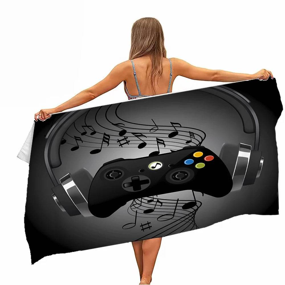 Game Handle Large Beach Towel - Super Absorbent, Quick Dry, Modern Design for Beach and Pool, Easy Care - P12 Hub Europe