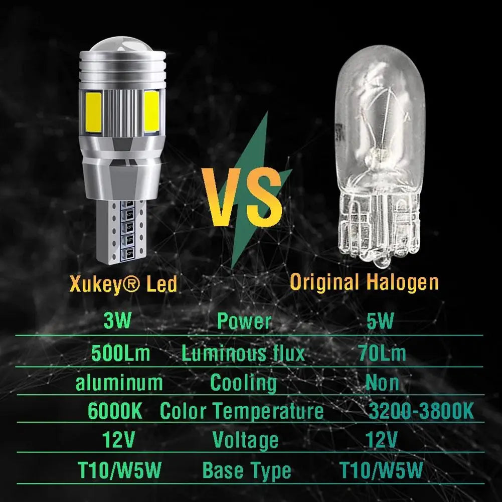 2x Car T10 LED Bulb W5W 194 LED Signal Light 12V 6000K Trunk Lamps Auto No Side 10SMD 5630 Claerance error Wedge X2N9