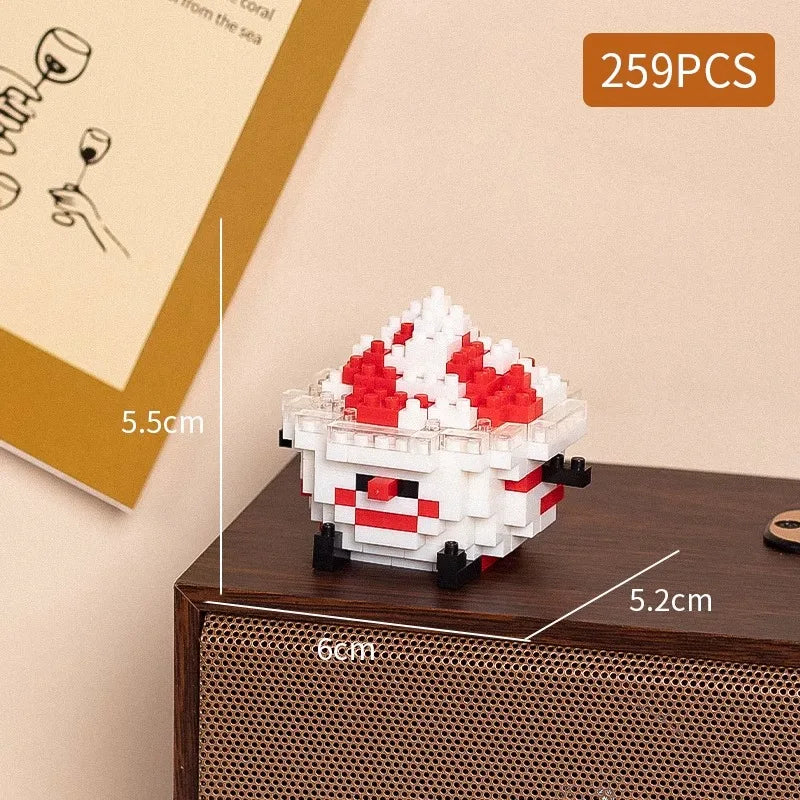 Food styling, mini building block toys, fruit stacking, desktop decoration, collection, collage, cute models, Christmas gifts