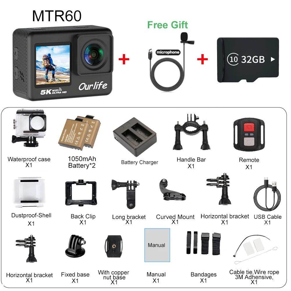 5K Action Camera Ourlife MTR60 ProTouchscreen, EIS, Waterproof - P12 Hub Europe