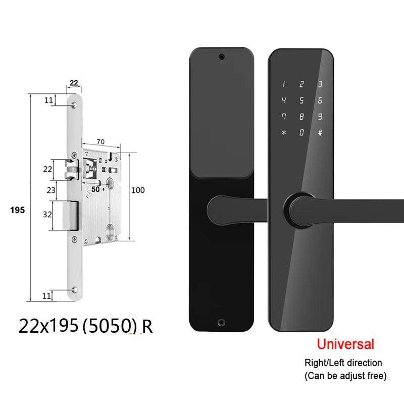 Smart Door Lock | Keypad, Card, Key, Bluetooth, 35-60mm - P12 Hub Europe