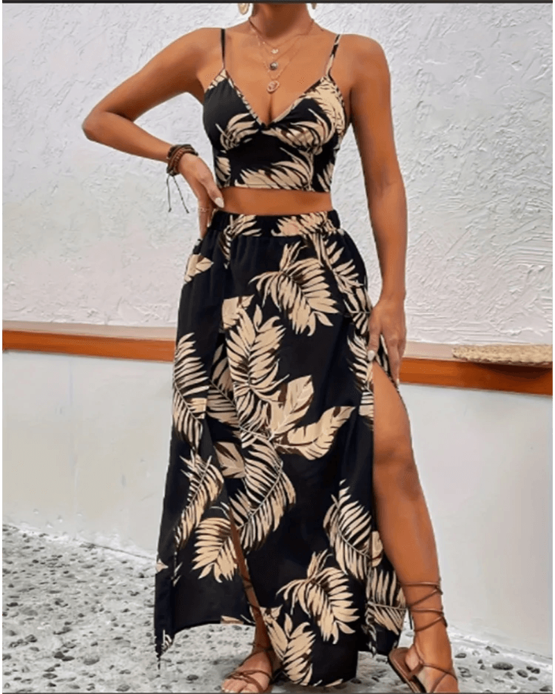 Women Printed Slit Skirt Set - P12 Hub Europe