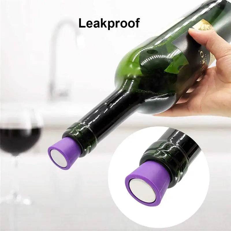 New 6/2/1PC Silicone Wine Bottle Stopper Set Whiskey Leak Proof Beer Champagne Bottle Cap Closer Wine Cork Lid Bar Accessories - P12 Hub Europe