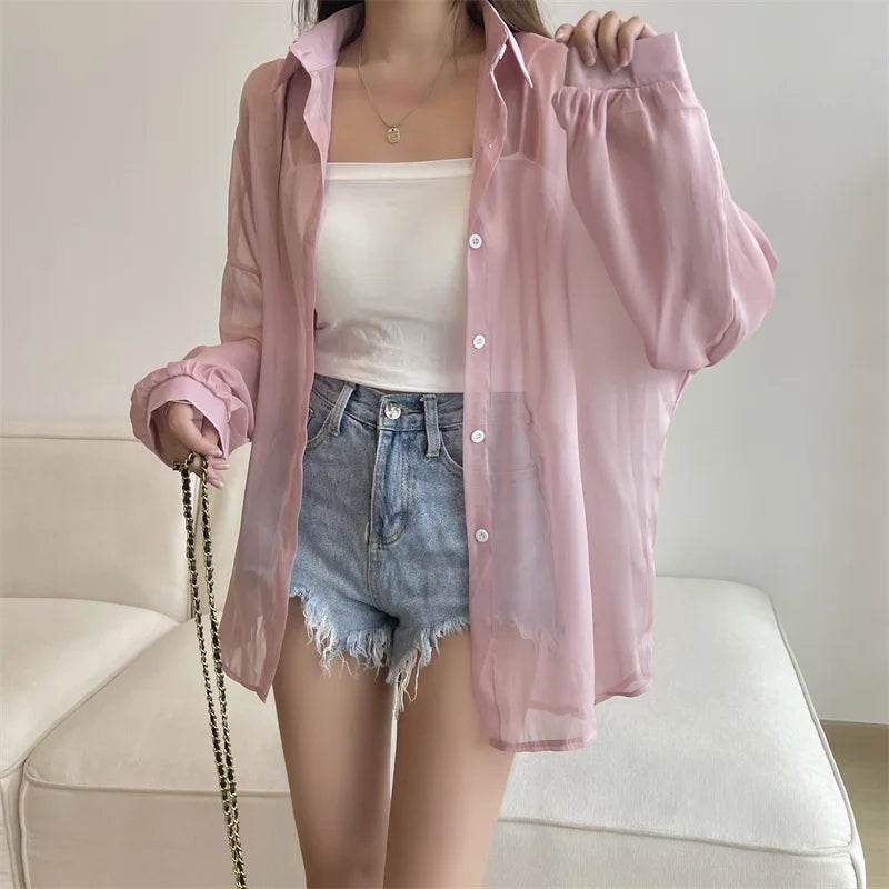 Semi Sheer Button Down Shirt - P12 Hub Europe