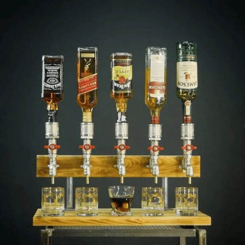 Liquor Alcohol Whiskey Wood Dispenser Whisky Bottle Rack and Pour Acohol Dispenser for Home Bar Unique Gift for All Wine Lovers - P12 Hub Europe