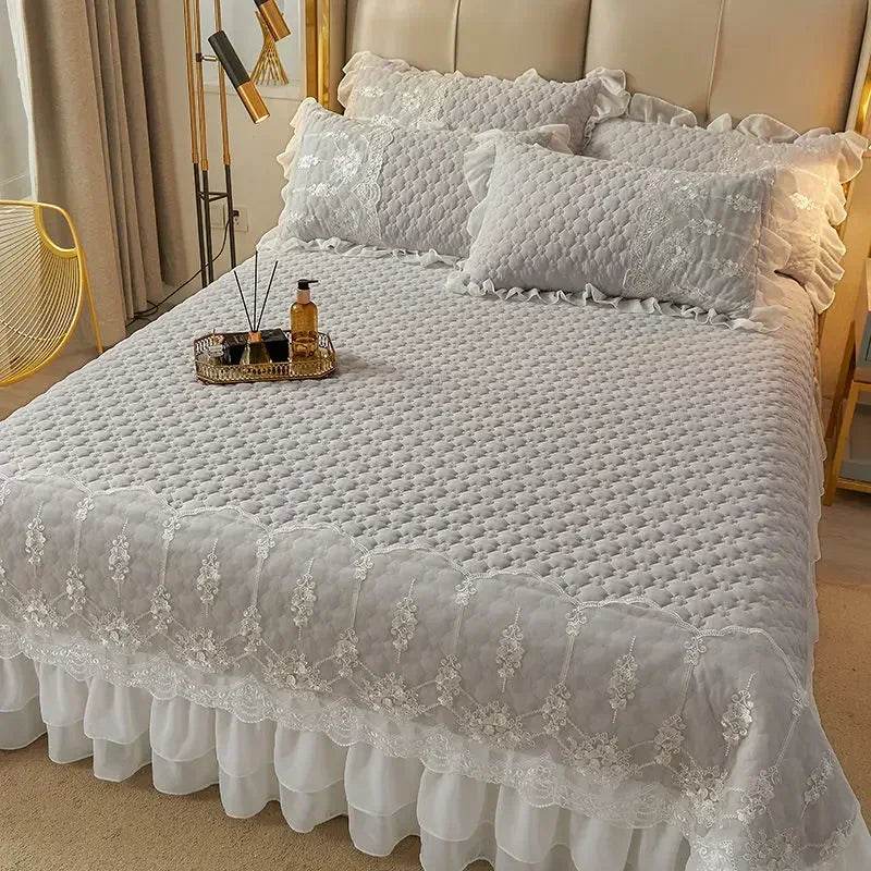 Quilted Thicken White Bed Sheet Summer Bedspread Couple 2 People Bed Linens Luxury Double Bed Bedding King Size 180x240cm - P12 Hub Europe