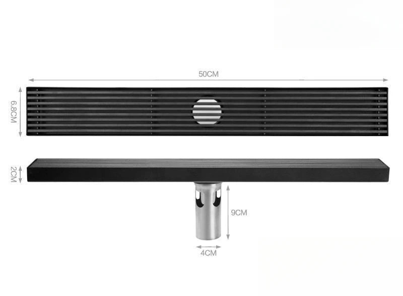 Long black floor drain stainless steel extended floor drain shower room outdoor large displacement drainage long