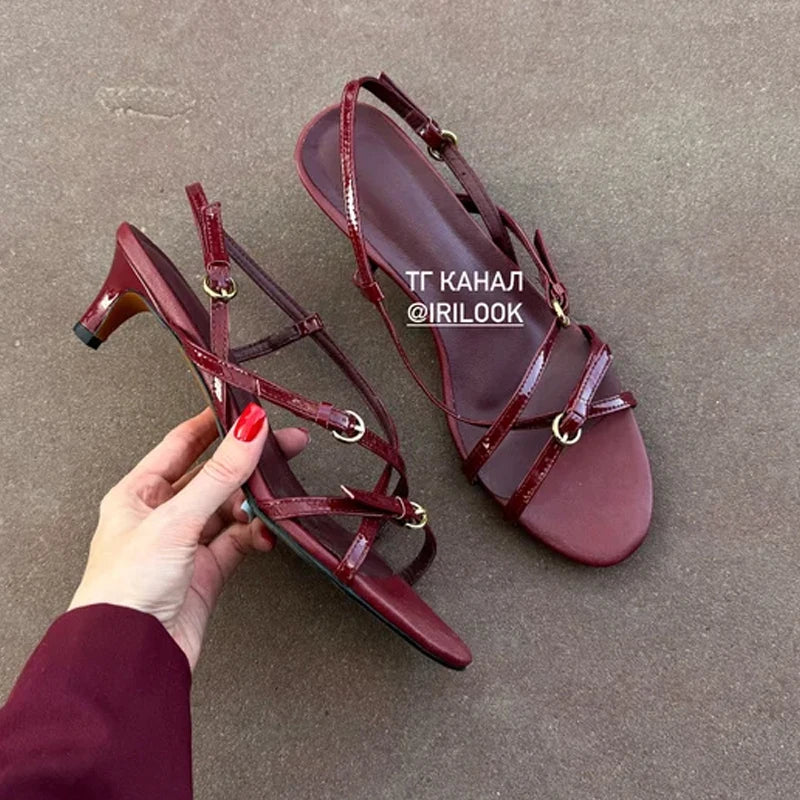 JOZHAMTA x irilook Size 34-43 Women Real Leather Sandals For Women High Heels Shoes Sexy Pointy 2025 Summer Party Wedding Shoes