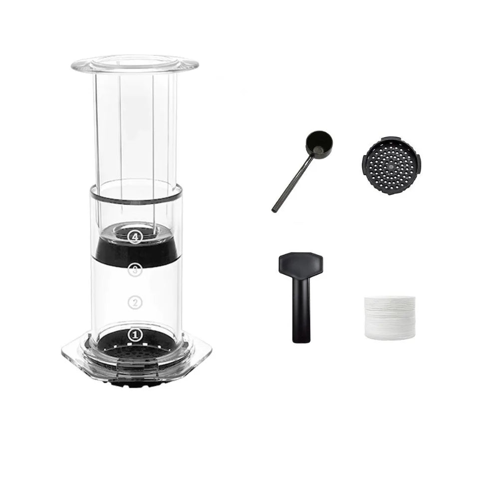 Portable Coffee Kettle Transparent Anti-slip Press Coffee Pot French Style Light Weight Hand Pour Coffee Maker Camping