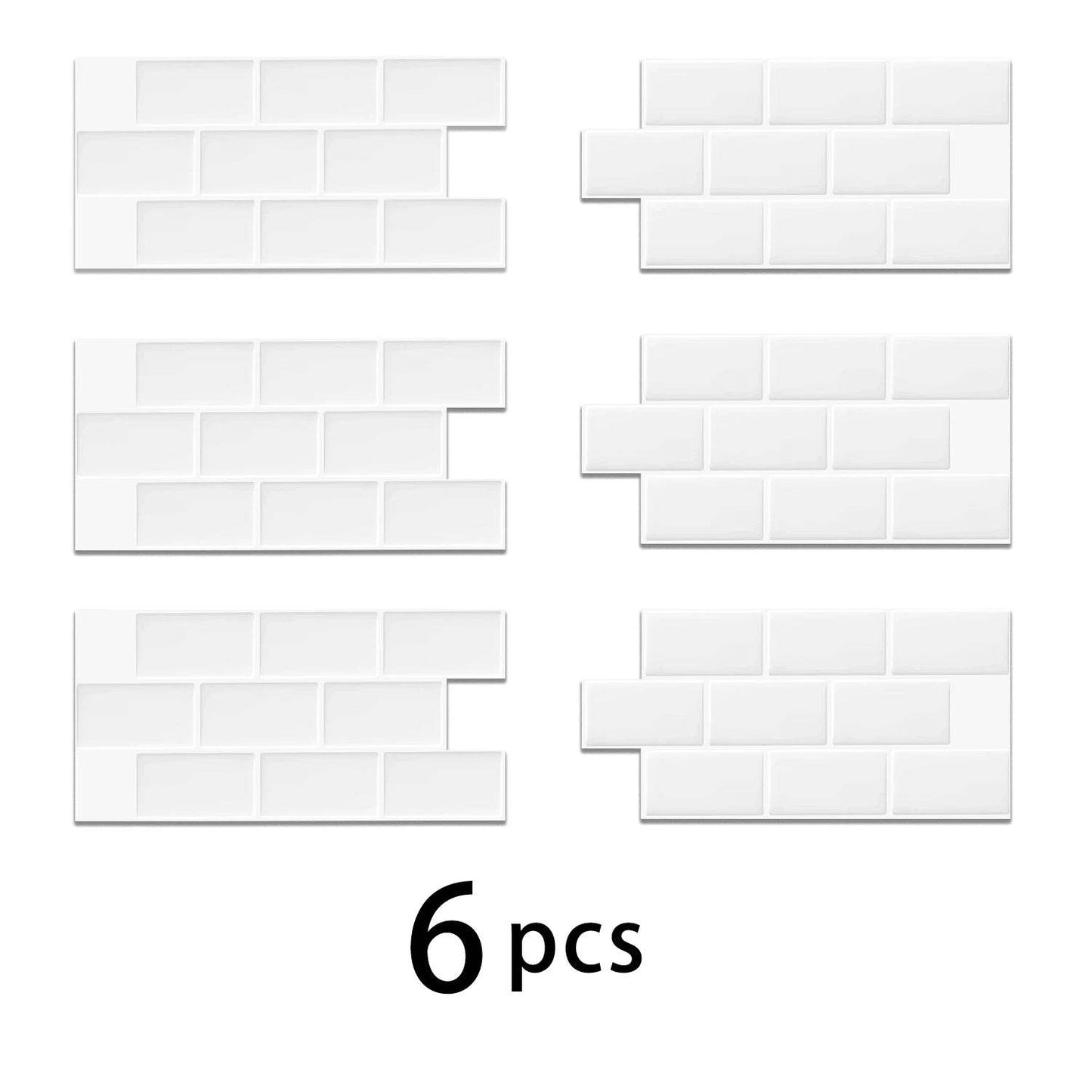 6 PCS 30.5x15.3cm 3D Self-adhesive Kitchen Waterproof Stickers Indoor Wall Renovation Sticker - P12 Hub Europe