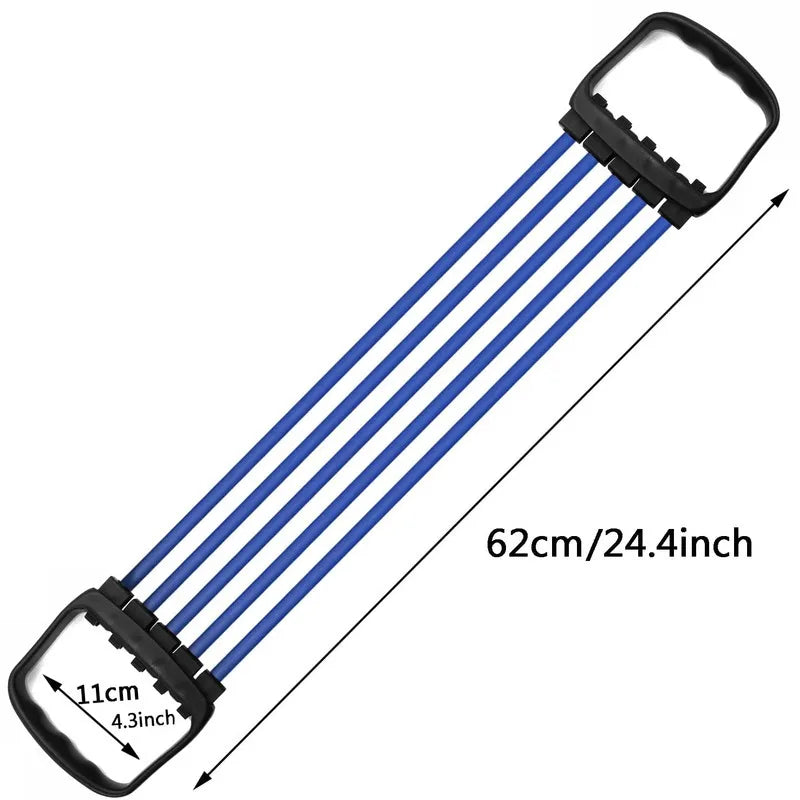 Full Body Workout Set Chest Expander with 5 Removable Resistance Bands for Pilates Push-Ups Muscle Strengthening Gym Training