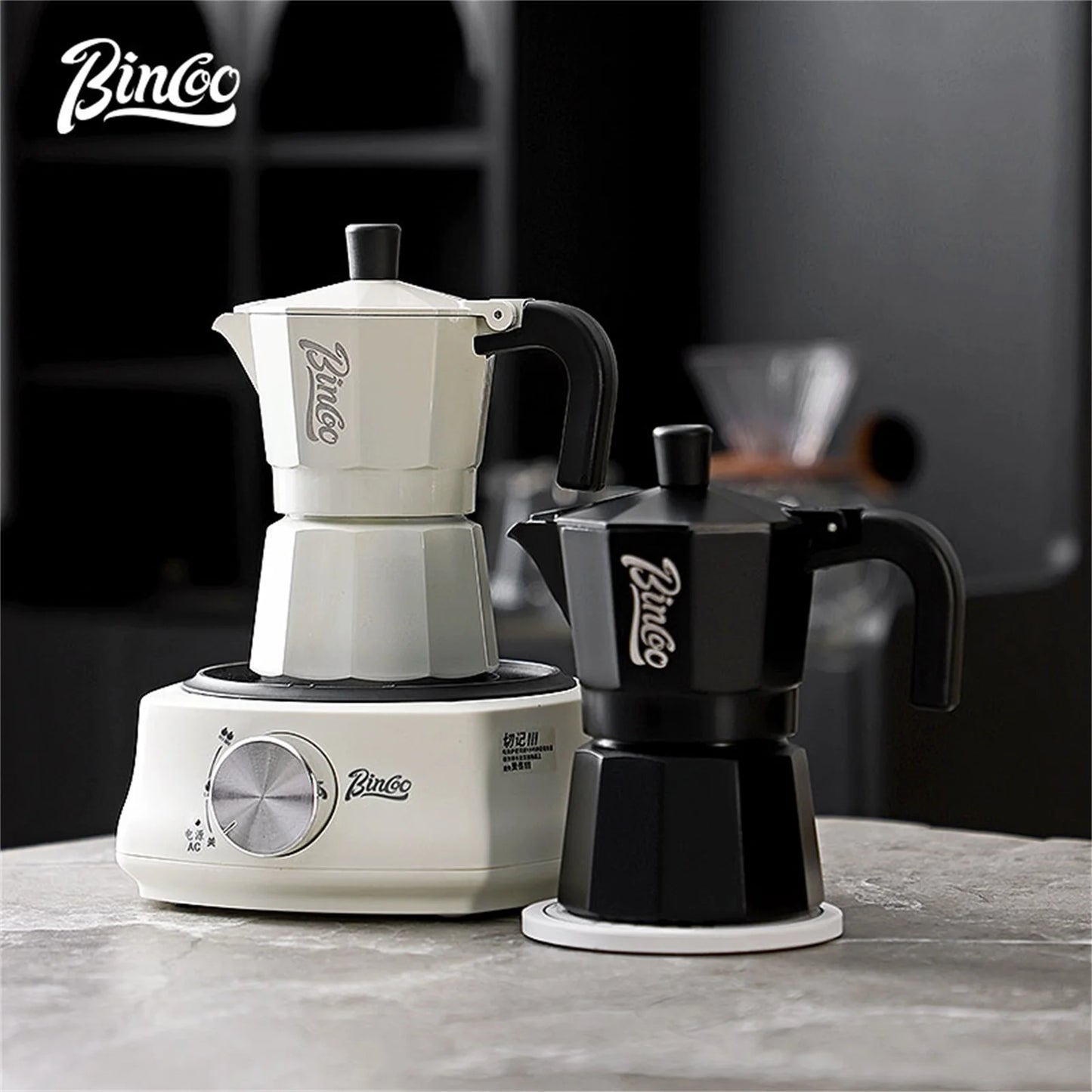 Bincoo Double Valve Moka Pot Coffee Espresso Machine Electric furnace Hand Brewed Coffee Italian Home Outdoor Barista Tools 220V