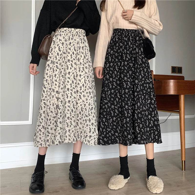 Women's Vintage Floral Midi Skirt - P12 Hub Europe