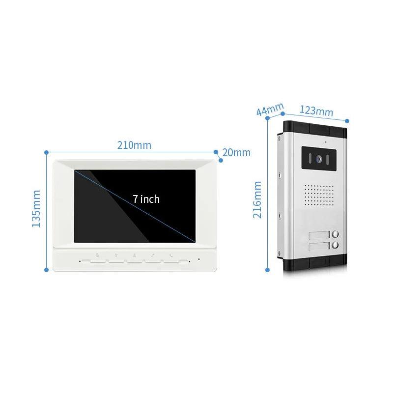 Video Door Phone7" 2 Call Buttons, Intercom, Unlock, 700TVL - P12 Hub Europe