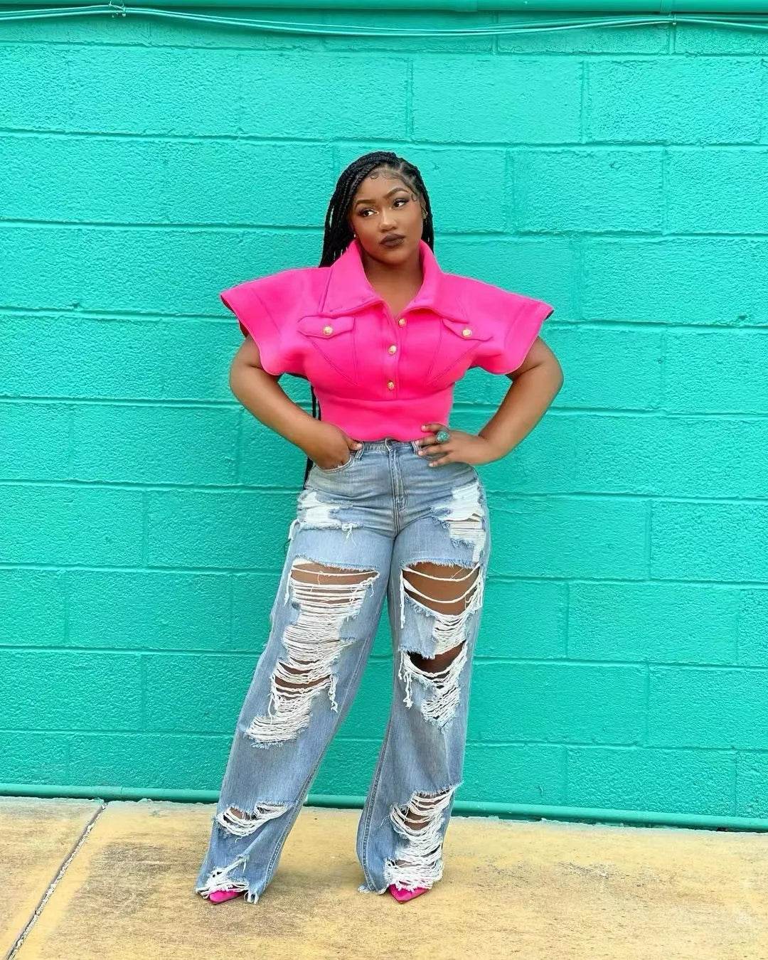 Women's High Waist Slim Jeans - P12 Hub Europe