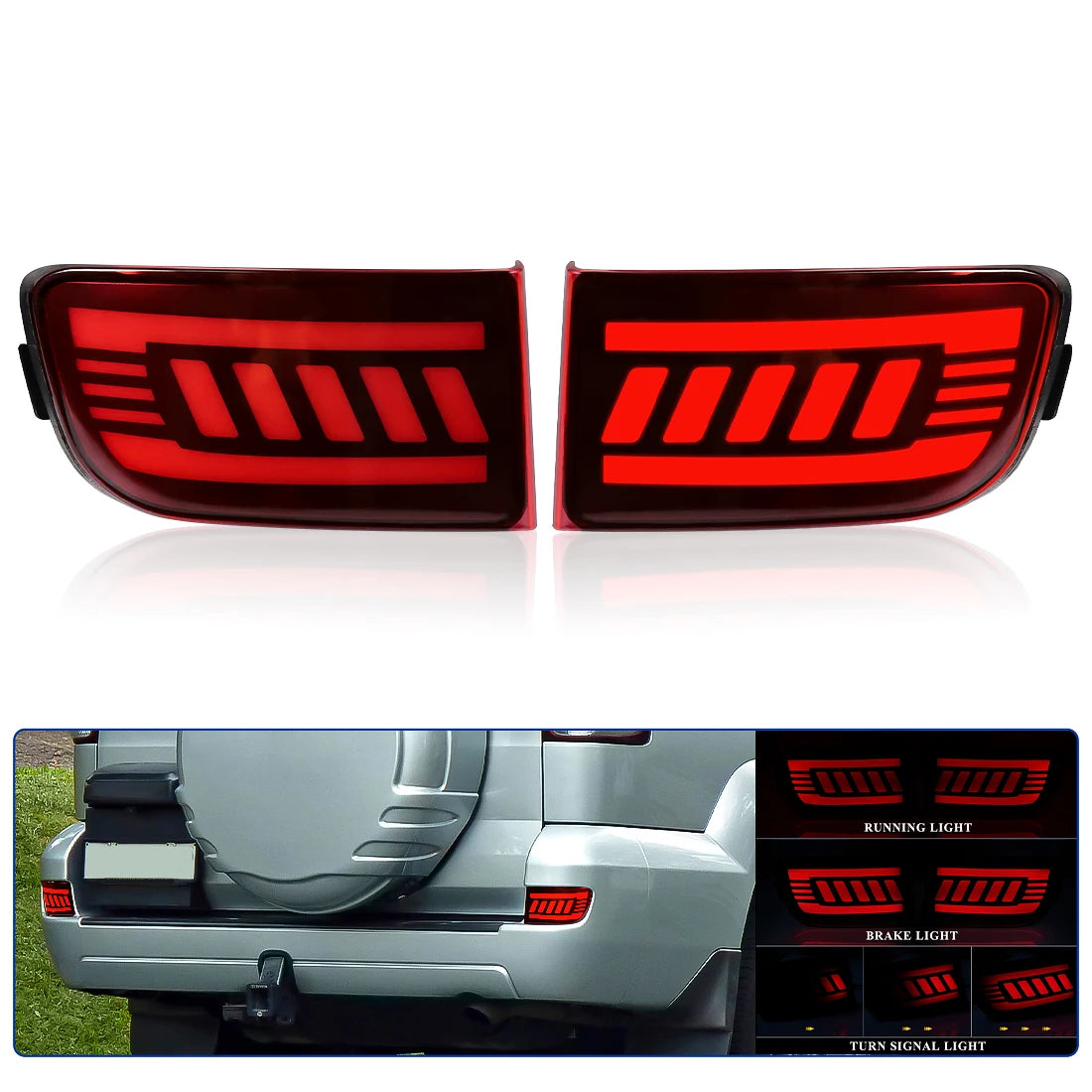 Car LED Rear Bumper Light Brake Turn Signal Lamp For Toyota Prado 120 FJ120 LC120 J12 4Runner 2003 2004 2005 2006 2007 2008 2009