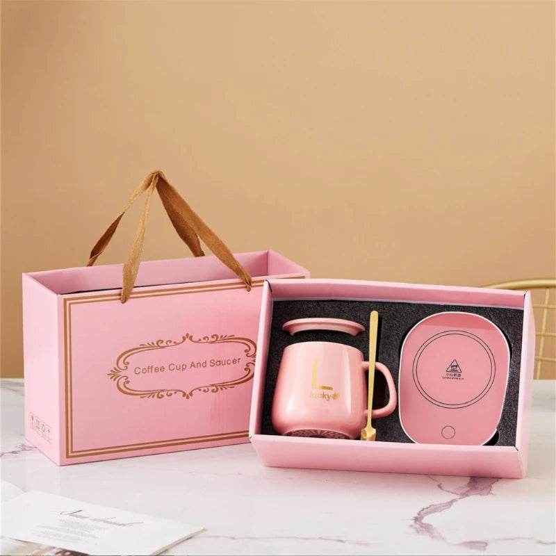 #55 Degree Warm Mug Set Ceramic Heating Cup with Constant Temperature Perfect for Gifts and Daily Use - P12 Hub Europe