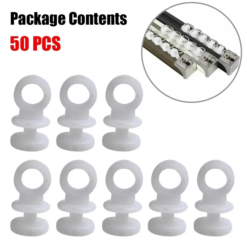 50pcs Plastic Curtain Track Slider Hooks Runners For Camper Van Motorhomes Caravan Boats Curtain Accessories RV Parts