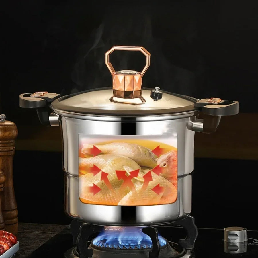 Micro pressure pot 304 stainless steel thickened soup pot household double ear bottle soup pot thickened composite bottom