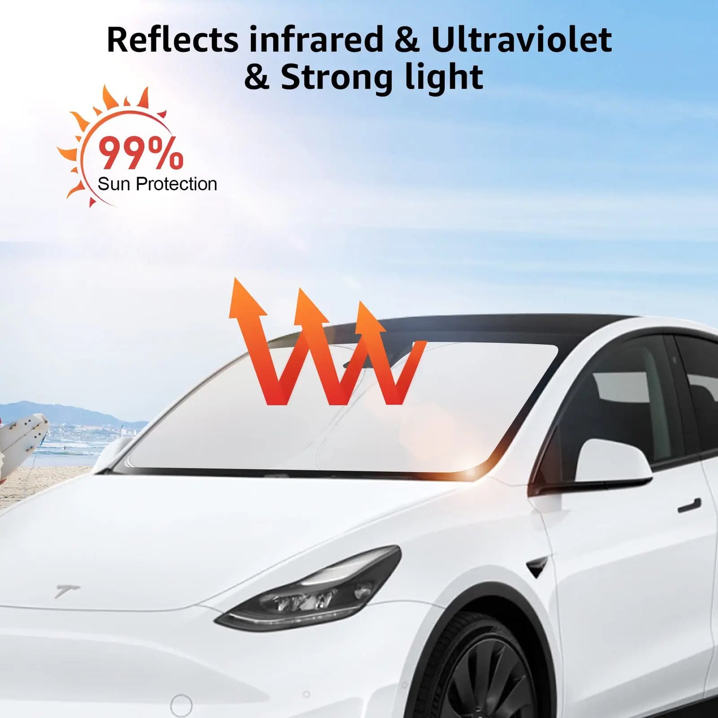 For Tesla Windshield Sunshade Folding Front Window Sun Shade Cover Heat Protection Visor For Model Y Model3 2025 Accessories