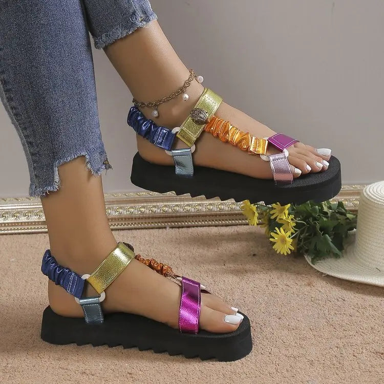 2025 Summer Flat Women's Shoes Hemp Rope Set Foot Beach Sandals Outdoor All-match Casual Slippers Large Size Girls Sandals