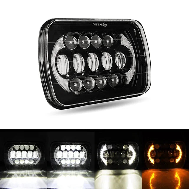 7x6'' 5X7 Inch Square Led Headlight Hi-Lo Beam Halo For Jeep Wrangler Motorcycle Car Off-road Truck