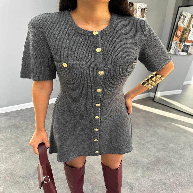 Elegant Knit Mini Dress Street Slim High Waist - P12 Hub Europe