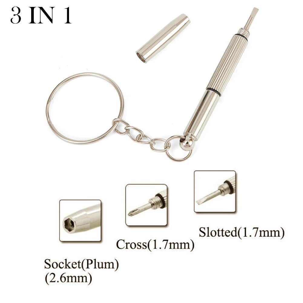 Multifunctional Mini Screwdriver 3in1 Screw Driver Glasses Phone Watch Screw Repair Tool Keyring Key Chain