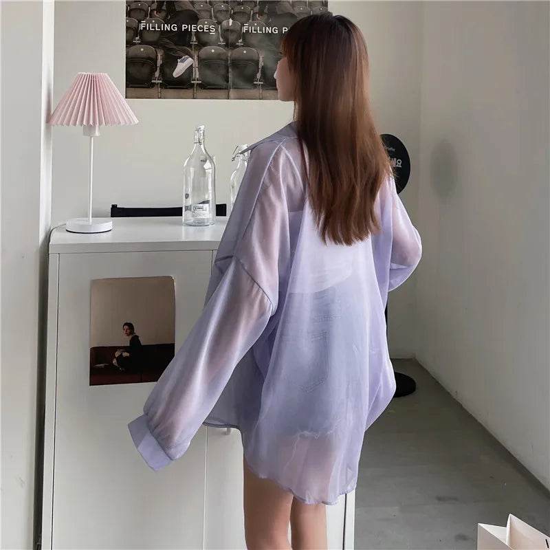 Semi Sheer Button Down Shirt - P12 Hub Europe