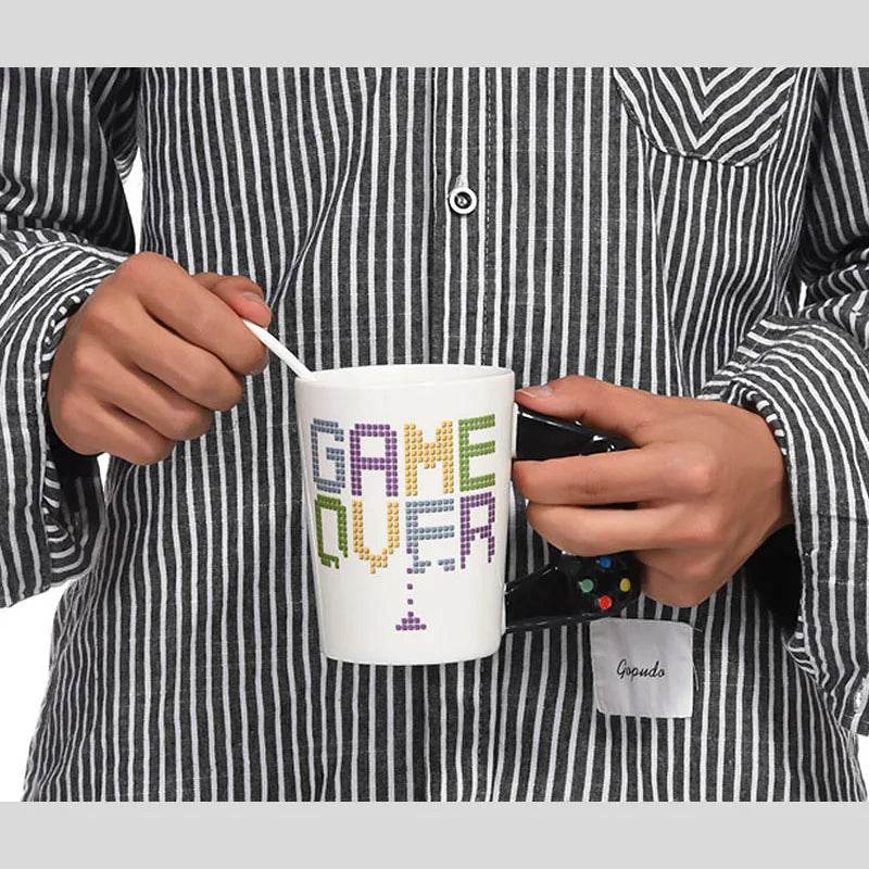400ml Creative Game Handle Ceramic Cup Tea Mug Coffee Cup Creative Personalized American Cups Fashion Birthday Gift - P12 Hub Europe