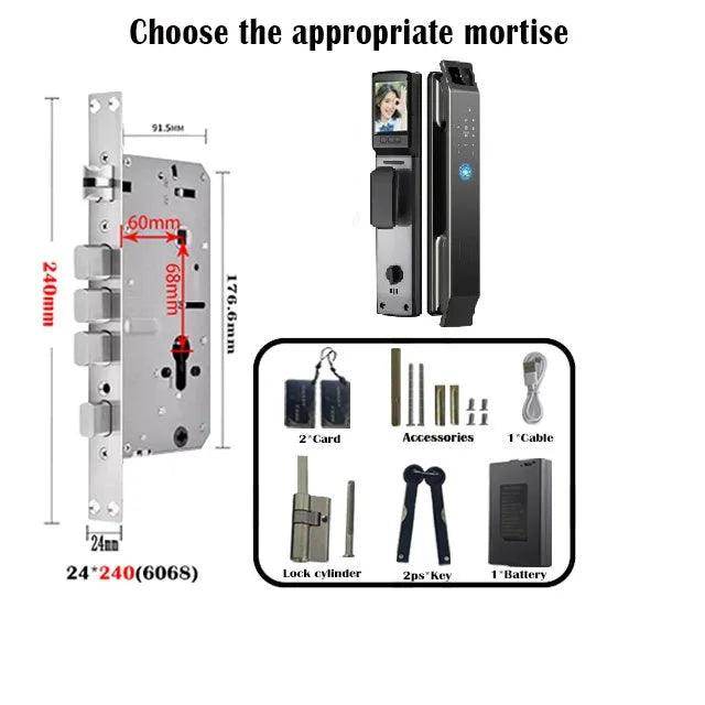 3D Face Recognition Door Lock | Video, Tuya/Wishome App, IP66, NFC - P12 Hub Europe