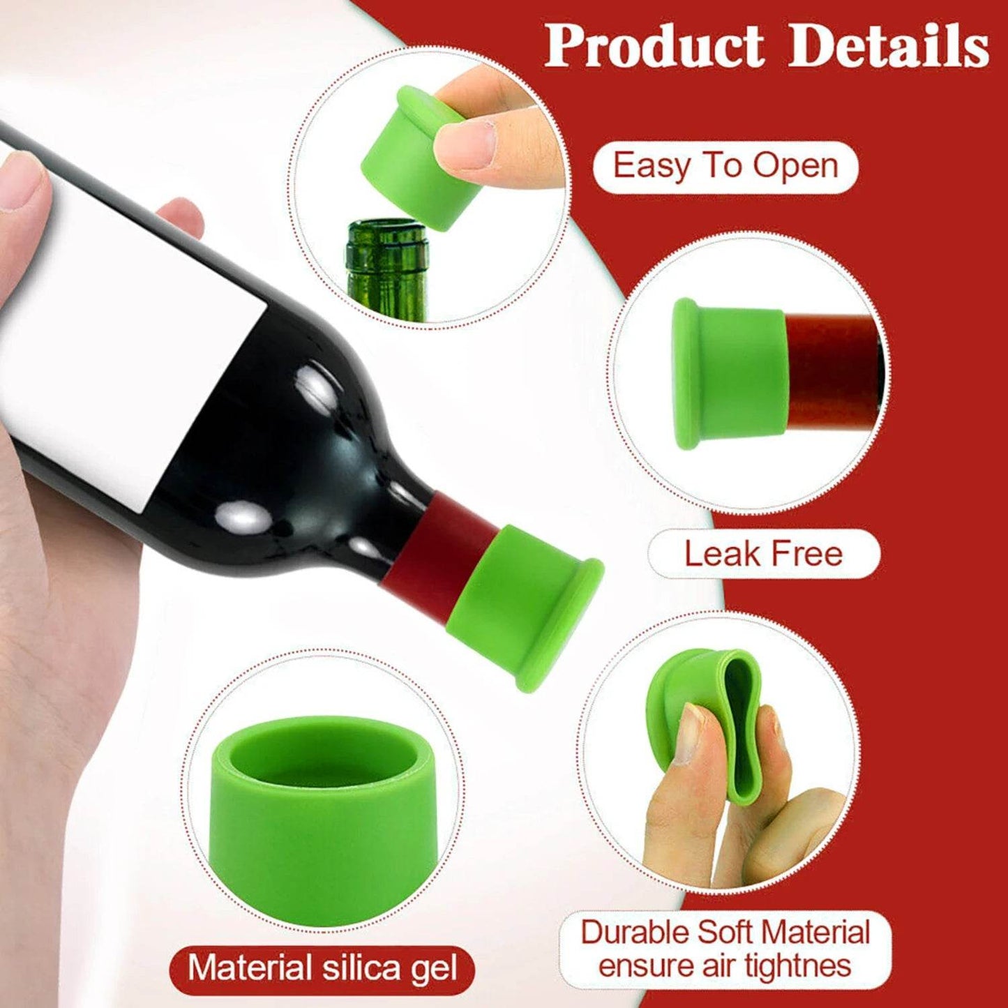 8Pcs Wine Stoppers Reusable Silicone Wine Corks Wine Bottle Stopper Beverages Beer Champagne Sealed Bottle Cap Keep Wine Fresh - P12 Hub Europe