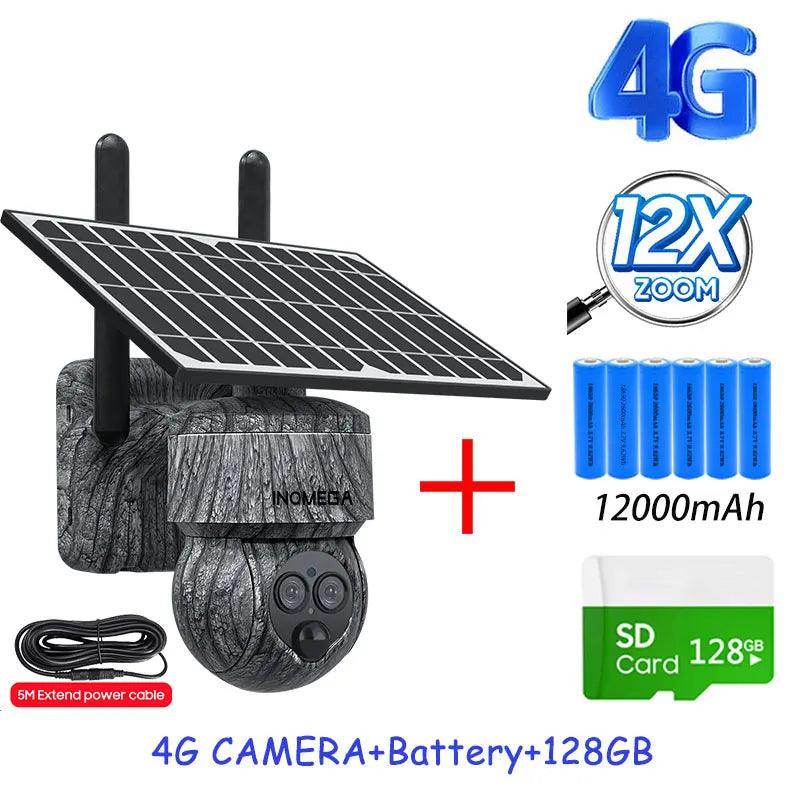 Solar Camera 4G/WiFi 8MP, Human Detect, Outdoor CCTV - P12 Hub Europe