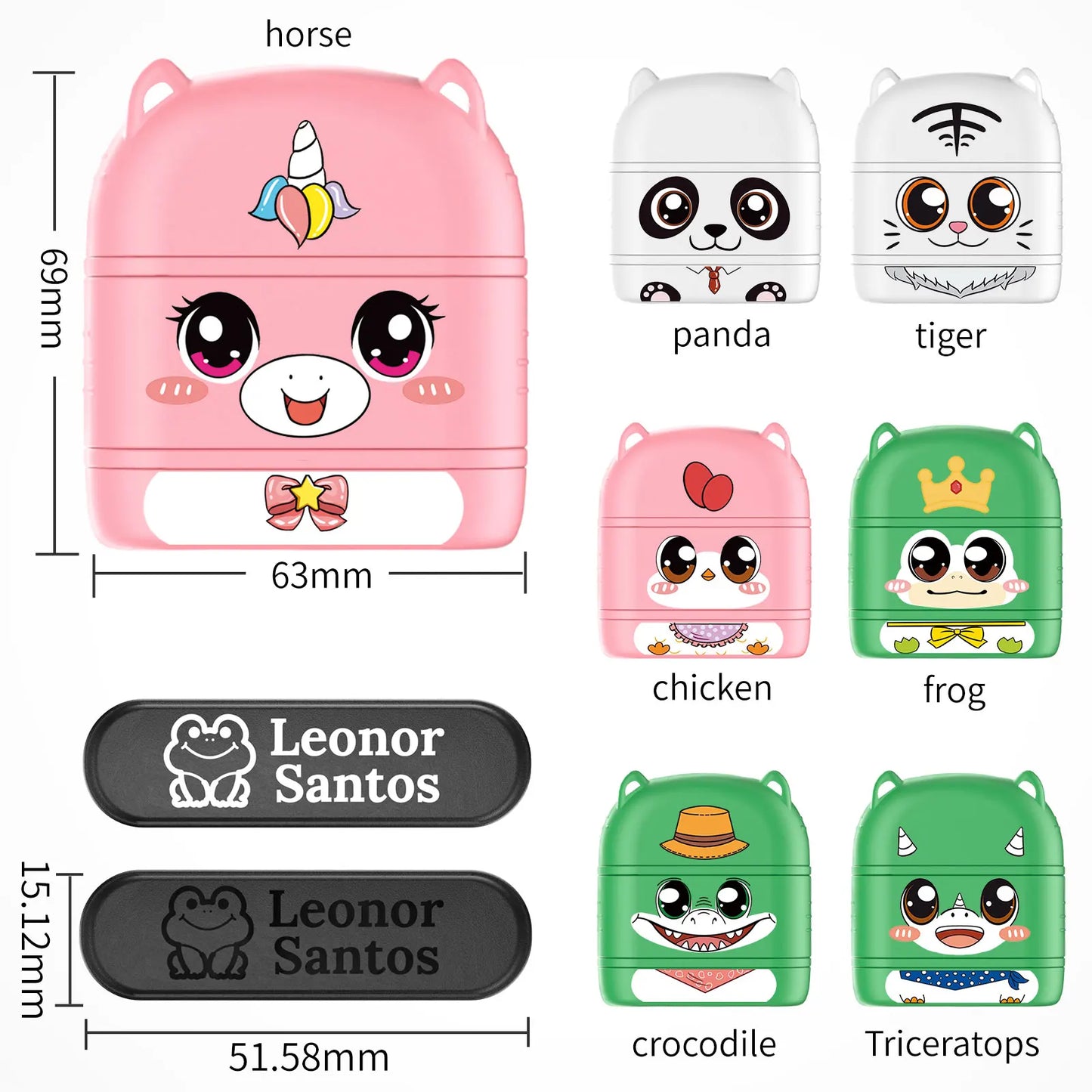 Children's Name Seal Custom Double -layer black and white ink Student's Stamp Kindergarten Clothes Waterproof Name StickerStamp