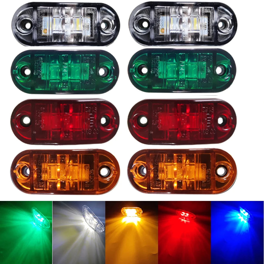 2PCS Trailer Truck Caravan Side Clearance Marker Lamp Warning Lights 12V 24V LED Side Marker Lamp Red Yellow White
