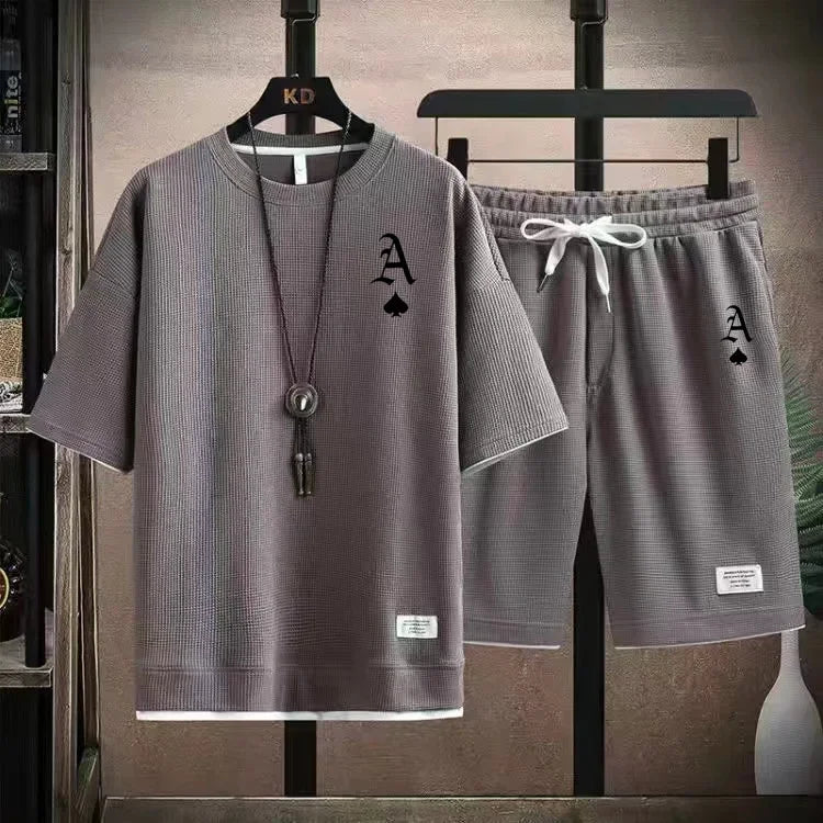 Men's casual and fashionable sportswear, summer outdoor short-sleeved T-shirts and sports shorts, and daily casual two-piece set