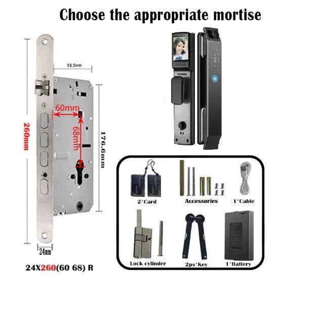 3D Face Recognition Door Lock | Video, Tuya/Wishome App, IP66, NFC - P12 Hub Europe