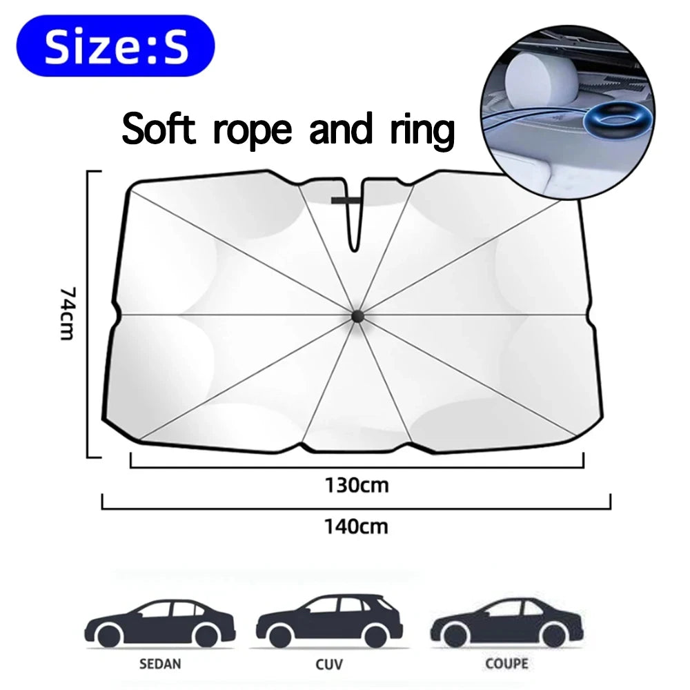 2024 Car Windshield Sun Shade Umbrella Foldable Sunshade Front Window Cover for UV Block Heat Protection Protector Parasol