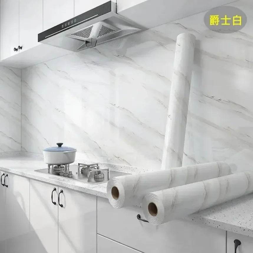 10M Marble Kitchen Oil-Proof Film Waterproof Self-adhesive Wall Tile Sticker Moisture-Proof Countertop Cabinet Cover Wallpaper - P12 Hub Europe
