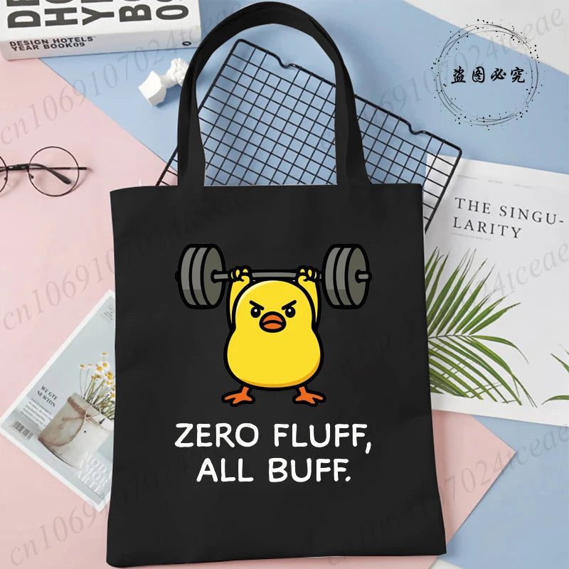 Funny Workout Gym Graphics Women Handbags Humor Duck Shoulder Bag Fashion Chick Lifting Weights Tote Shopping Bag for Ladies