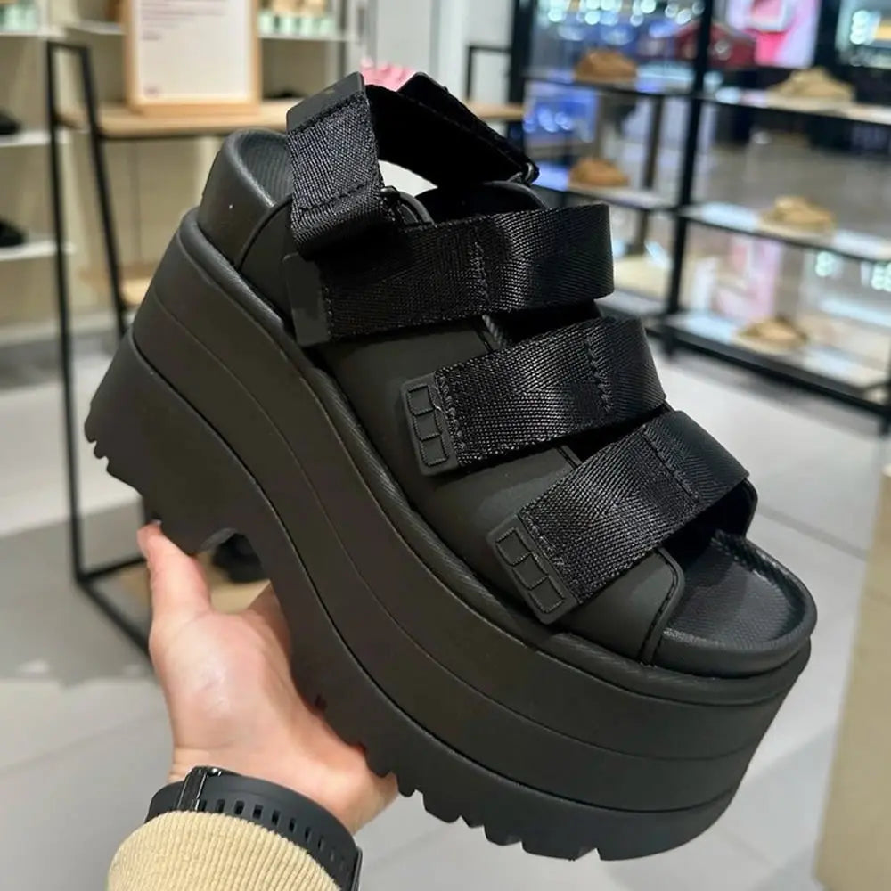 11CM High Platform Sandals Women Summer Hidden Heel Casual Mules Shoes Female Outside Beach Slipper Breathable Chunky Sneakers